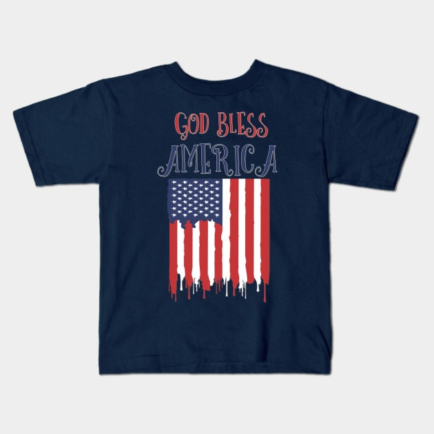 God Bless America Kids T-Shirt by AlondraHanley